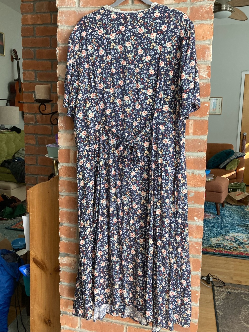 Vintage 90s Button-Front Floral Midi Dress - Picture 2 of 6